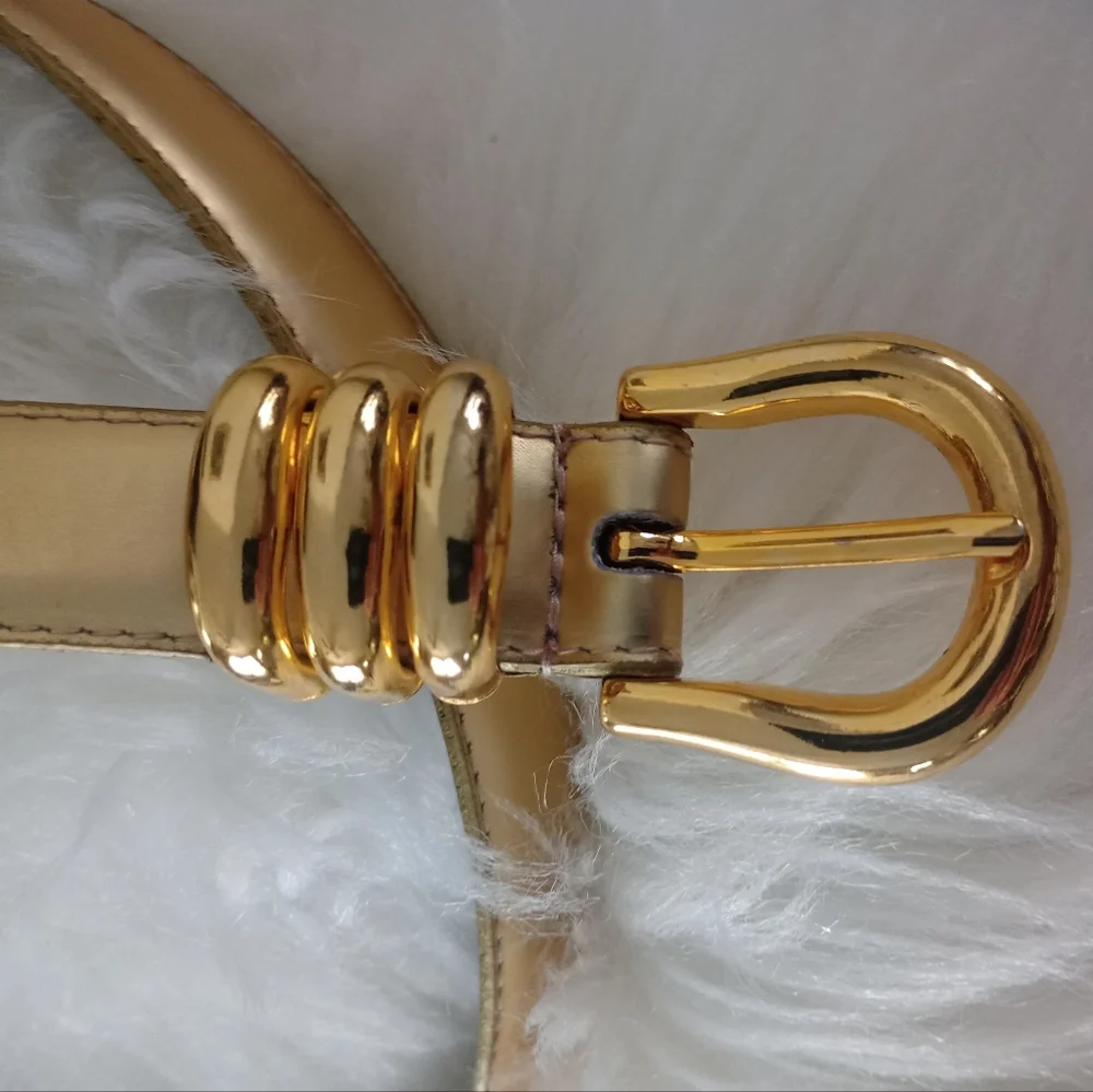 Gold Women Unbranded Belt Faux Leather Large 38 Inches
